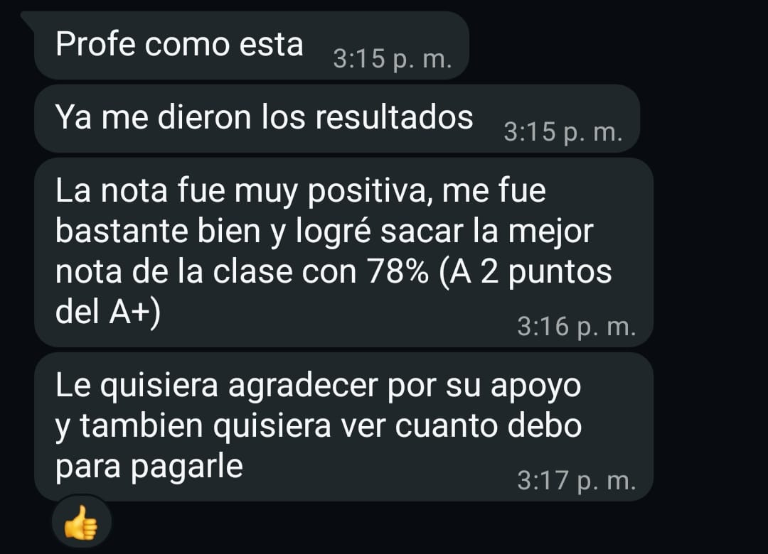 Captura de testimonio real de WhatsApp 1