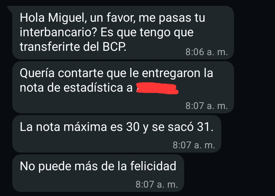 Captura de testimonio real de WhatsApp 3